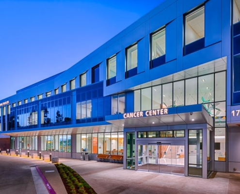 is a new outpatient facility on the existing John Muir Hospital Campus at night